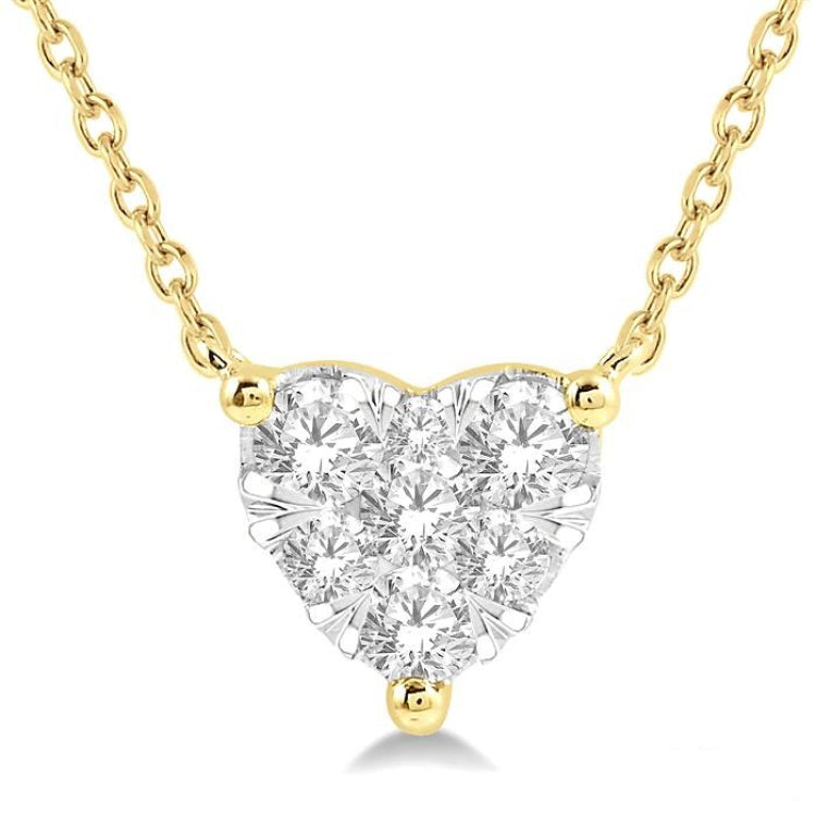 1/4 Ctw Lovebright Diamond Heart Pendant With Chain in 14K Yellow and White Gold