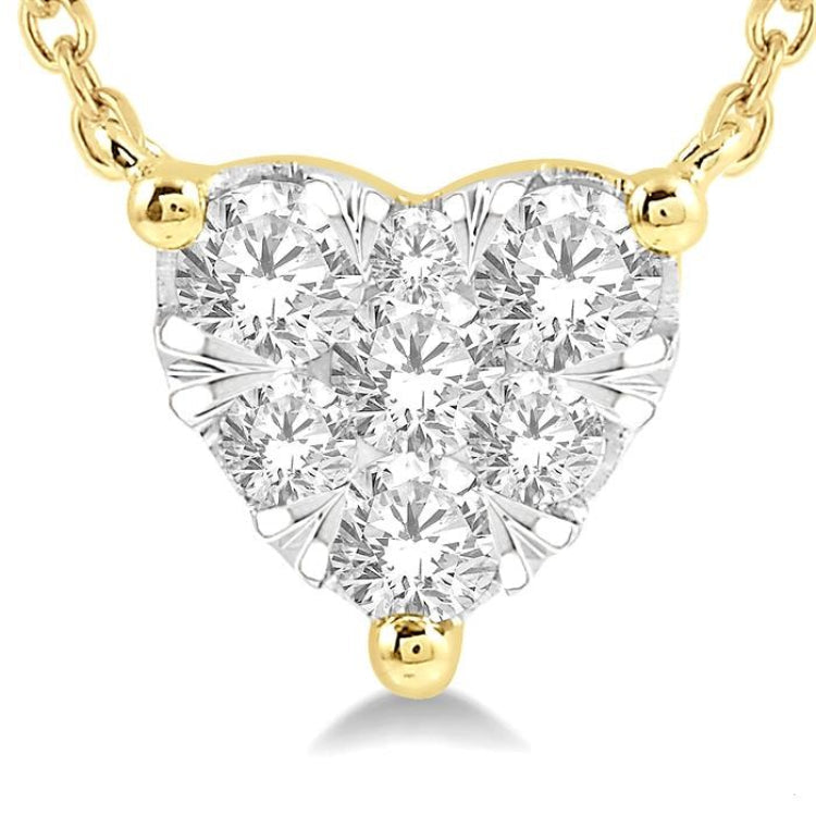 1/4 Ctw Lovebright Diamond Heart Pendant With Chain in 14K Yellow and White Gold
