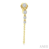 1/3 Ctw Journey Round Cut Diamond Fashion Long Chain Earring in 14K Yellow Gold