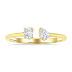 Load image into Gallery viewer, 1/3 Ctw Toi Et Moi Oval and Pear Cut Diamond Open Fashion Ring in 14K Yellow Gold