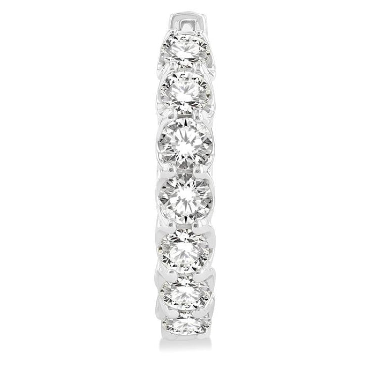 5 Ctw Inside-Out Round Cut Diamond Hoop Earrings in 14K White Gold