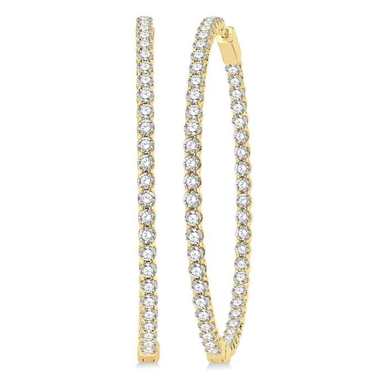 7 Ctw Inside-Out Round Cut Diamond 2-Inch Hoop Earrings in 14K Yellow Gold