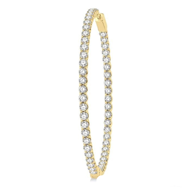 7 Ctw Inside-Out Round Cut Diamond 2-Inch Hoop Earrings in 14K Yellow Gold