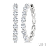 1 7/8 Ctw North-South Oval Cut Diamond Fashion Hoop Earring in 14K White Gold