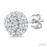 1/5 Ctw Petite Disco Ball Round Cut Diamond Fashion Stud Earring in 10K White Gold