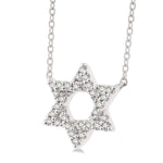 Load image into Gallery viewer, 1/10 Ctw Petite Star of David Round Cut Diamond Fashion Pendant With Chain in 10K White Gold