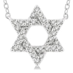 Load image into Gallery viewer, 1/10 Ctw Petite Star of David Round Cut Diamond Fashion Pendant With Chain in 10K White Gold