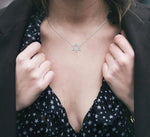 Load image into Gallery viewer, 1/10 Ctw Petite Star of David Round Cut Diamond Fashion Pendant With Chain in 10K White Gold