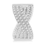 Load image into Gallery viewer, 1/3 Ctw Petite Wide Criss Cross Rope and Round Cut Diamond Fashion Huggies in 14K White Gold