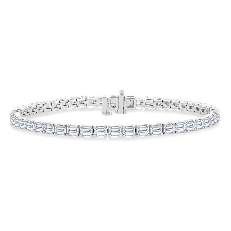 6 Ctw East West Emerald Cut Diamond Fashion Tennis Bracelet in 14K White Gold
