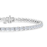 Load image into Gallery viewer, 6 Ctw East West Emerald Cut Diamond Fashion Tennis Bracelet in 14K White Gold