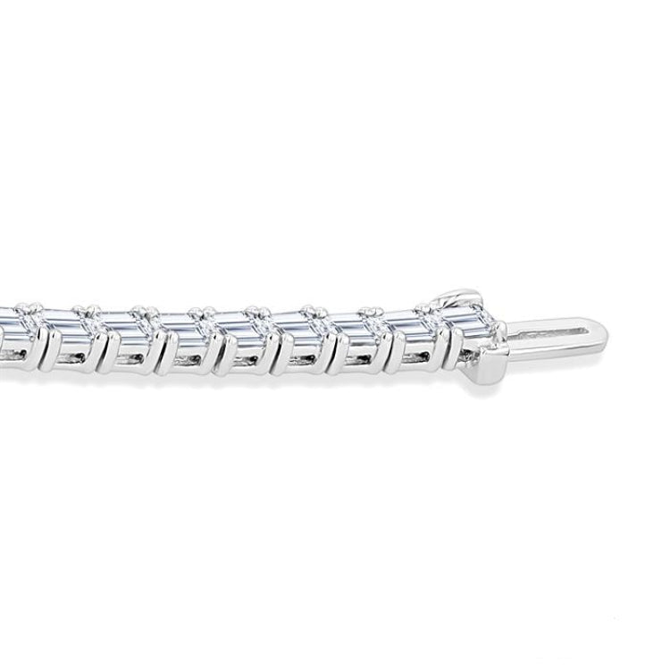 6 Ctw East West Emerald Cut Diamond Fashion Tennis Bracelet in 14K White Gold
