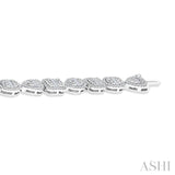 3 1/5 Ctw Mixed Shape Halo Fusion Baguette and Round Cut Diamond Bracelet in 14K White Gold