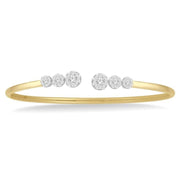 3/4 Ctw Round Cut Lovebright Diamond Open Cuff Bangle in 14K Yellow and White Gold