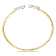 3/4 Ctw Round Cut Lovebright Diamond Open Cuff Bangle in 14K Yellow and White Gold