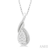 1/8 Ctw Pear Shape Lovebright Entwined Wire Round Cut Diamond Pendant With Link Chain in 14K White Gold