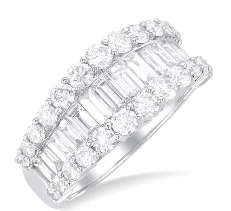 2 3/8 Ctw Baguette and Round Cut Diamond Fashion Band in 14K White Gold