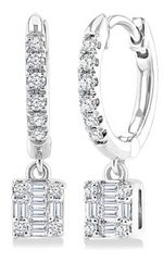 Load image into Gallery viewer, 1/3 Ctw Petite Square Shape Fusion Diamond Fashion Huggies in 10K White Gold