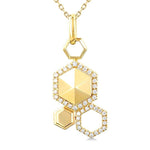 Load image into Gallery viewer, 1/4 Ctw Hexagon Motif Round Cut Diamond Fashion Pendant With Chain in 14K Yellow Gold