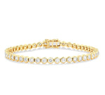 Load image into Gallery viewer, 4 Ctw Hexagon Motif Bezel Set Round Cut Diamond Tennis Bracelet in 14K Yellow Gold