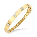 Load image into Gallery viewer, 1 1/2 Ctw Bezel Set Emerald Cut Diamond Bangle in 14K Yellow Gold