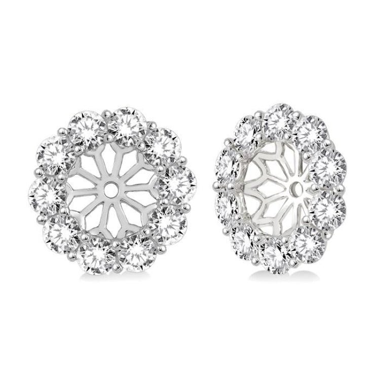 3/4 Ctw Round Cut Diamond Earring Jacket in 14K White Gold