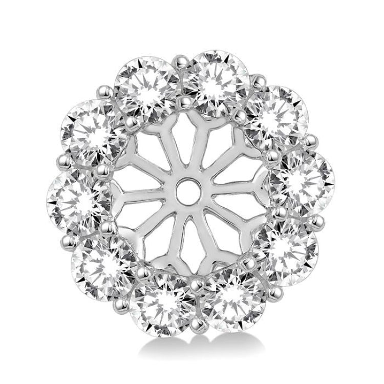3/4 Ctw Round Cut Diamond Earring Jacket in 14K White Gold