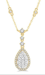 Load image into Gallery viewer, 1 Ctw Pear Shape Round Cut Diamond Lovebright Necklace in 14K Yellow and White Gold