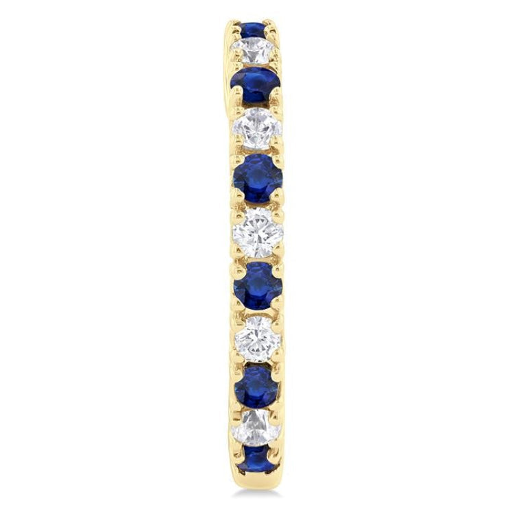 1.80 MM Round Shape Sapphire and 1/4 Ctw Round Cut Diamond Precious Hoop Earring in 10K Yellow Gold