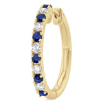 Load image into Gallery viewer, 1.80 MM Round Shape Sapphire and 1/4 Ctw Round Cut Diamond Precious Hoop Earring in 10K Yellow Gold