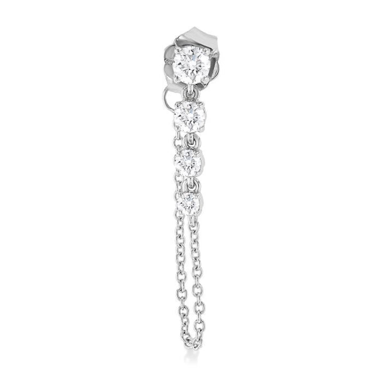 1/2 Ctw Journey Round Cut Diamond Fashion Long Chain Earring in 14K White Gold