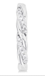 Load image into Gallery viewer, 1/10 Ctw Entwined Front Round Cut Diamond Fashion Hoop Earring in 10K White Gold