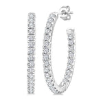 Load image into Gallery viewer, 3/4 Ctw French Pave Set Round Cut Diamond Fashion Half Hoop Earring in 14K White Gold