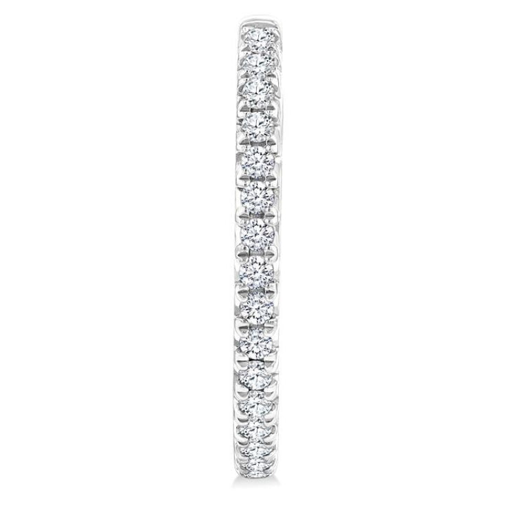 3/4 Ctw French Pave Set Round Cut Diamond Fashion Half Hoop Earring in 14K White Gold