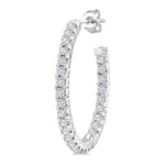 Load image into Gallery viewer, 3/4 Ctw French Pave Set Round Cut Diamond Fashion Half Hoop Earring in 14K White Gold