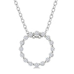Load image into Gallery viewer, 1/10 Ctw Circle Round Cut Diamond Pendant With Chain in Sterling Silver