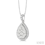 1/2 Ctw Pear Shape Diamond Lovebright Pendant in 14K White Gold with Chain