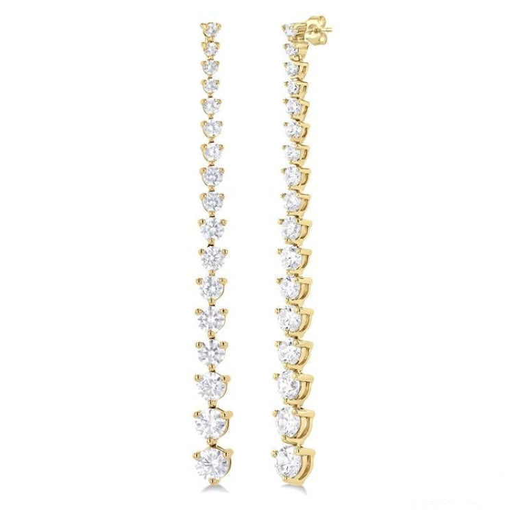 3 Ctw Round Cut Diamond Riviera Drop Earring in 14K Yellow Gold