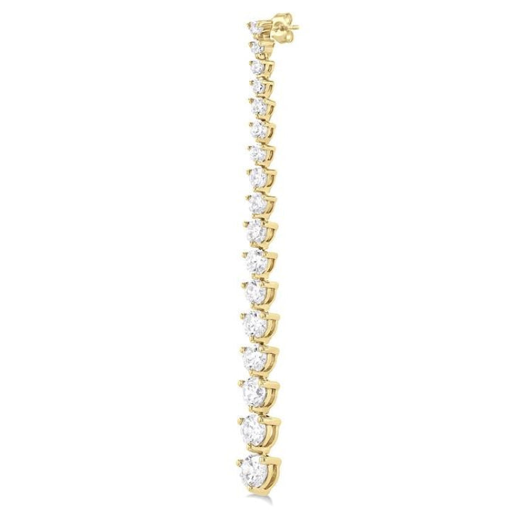 3 Ctw Round Cut Diamond Riviera Drop Earring in 14K Yellow Gold