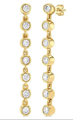 Load image into Gallery viewer, 1/4 Ctw Bezel Set Round Cut Diamond Long Tennis Earring in 14K Yellow Gold