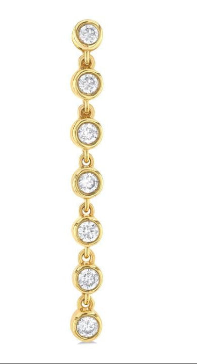 1/4 Ctw Bezel Set Round Cut Diamond Long Tennis Earring in 14K Yellow Gold