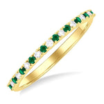 Load image into Gallery viewer, 1.35 MM Round Shape Emerald and 1/10 Ctw Petite Round Cut Diamond Precious Stack Band in 10K Yellow Gold