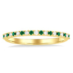 Load image into Gallery viewer, 1.35 MM Round Shape Emerald and 1/10 Ctw Petite Round Cut Diamond Precious Stack Band in 10K Yellow Gold