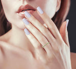 Load image into Gallery viewer, 1.35 MM Round Shape Emerald and 1/10 Ctw Petite Round Cut Diamond Precious Stack Band in 10K Yellow Gold