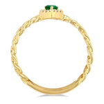 Load image into Gallery viewer, 5x3 MM Pear Cut Emerald and 1/10 Ctw Curb &amp; Cuban Link Round Cut Diamond Halo Precious Ring in 10K Yellow Gold