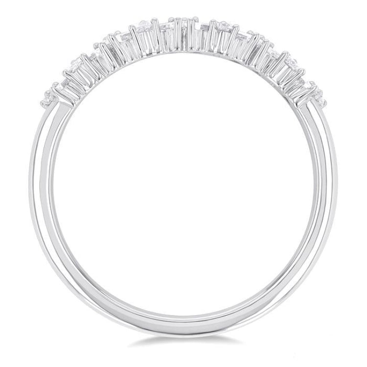 1/3 Ctw Zig Zag Scatter Baguette and Round Cut Diamond Fashion Band in 14K White Gold