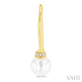 1/20 ctw Petite 5.5 MM Cultured Pearls and Round Cut Diamond Fashion Earring in 10K Yellow Gold