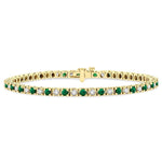 Load image into Gallery viewer, 2.5 MM Emerald and 1 1/2 Ctw Round Cut Diamond Square Box Link Precious Tennis Bracelet in 14K Yellow Gold