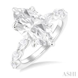 1 1/10 Ctw Marquise Shape Marquise and Round Cut Diamond Semi Mount Engagement Ring in 14K White Gold