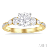 1/2 ctw Oval and Round Cut Diamond Semi-Mount Engagement Ring in 14K Yellow and White Gold